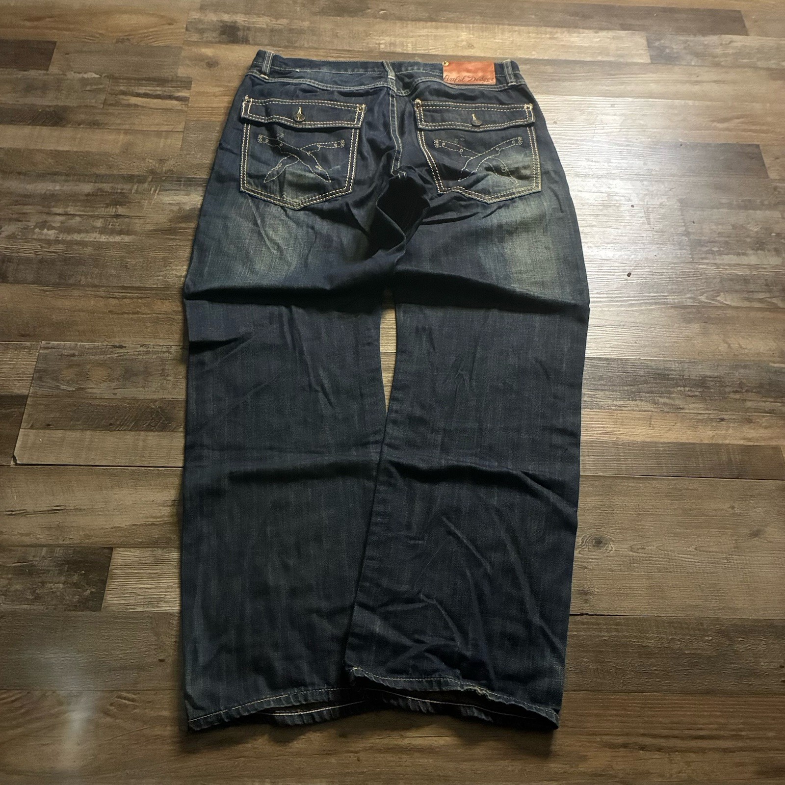 Buffalo David Bitton Men’s Dark Wash Blue Denim Relaxed Straight Jeans 36