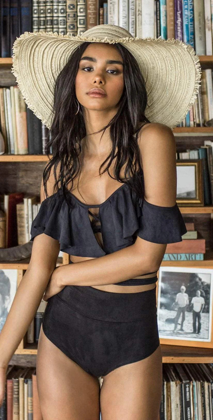 Montce Faux Suede La Caletta Top in Black
