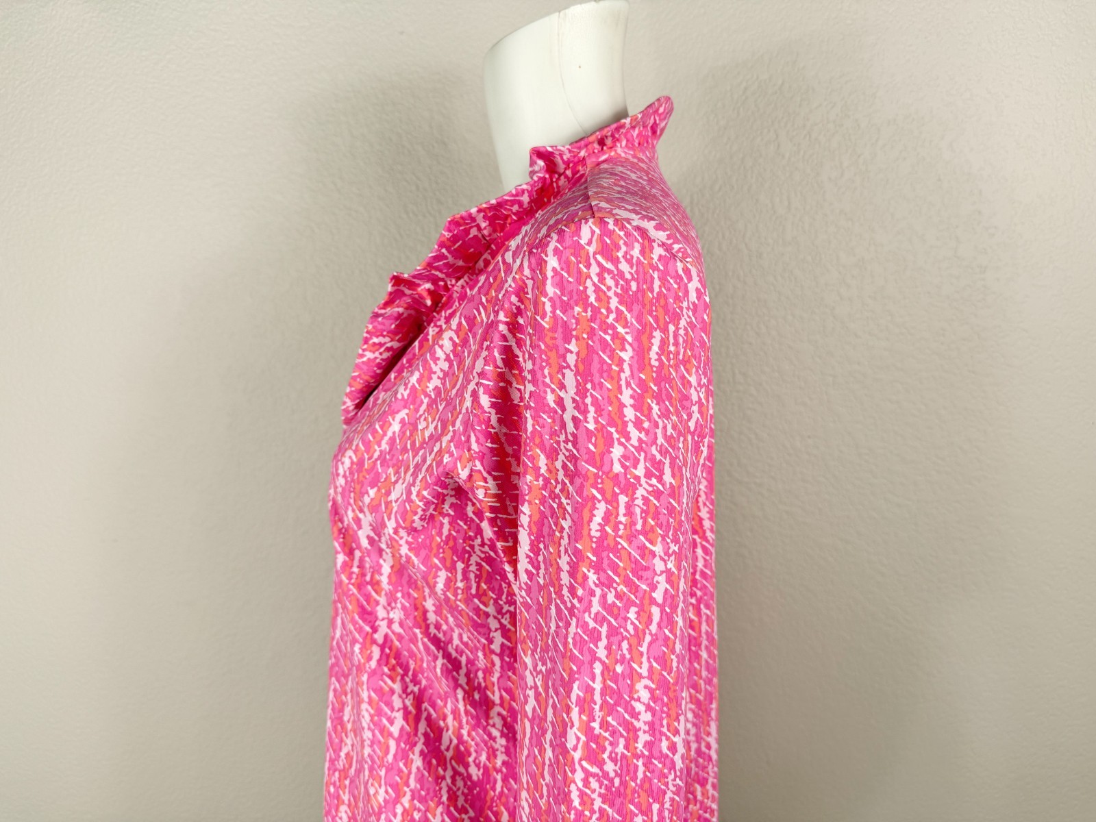 J. MCLAUGHLIN Durham Top Catalina Cloth Ruffle Hot-Pink Print Large – NTSF