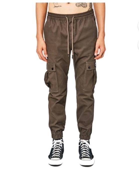 WeSC Slim Utility Cargo Joggers Cotton Chino Tapered Elastic Waist Men M Women L