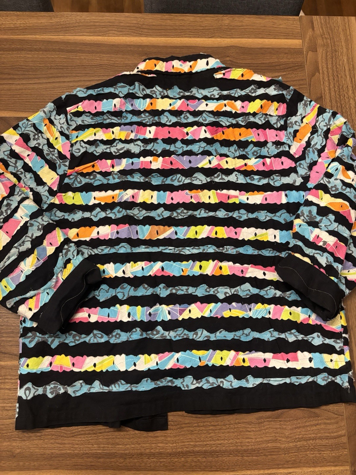 Vintage New Directions Multi-colored striped 100% cotton button-up shirt ruffles