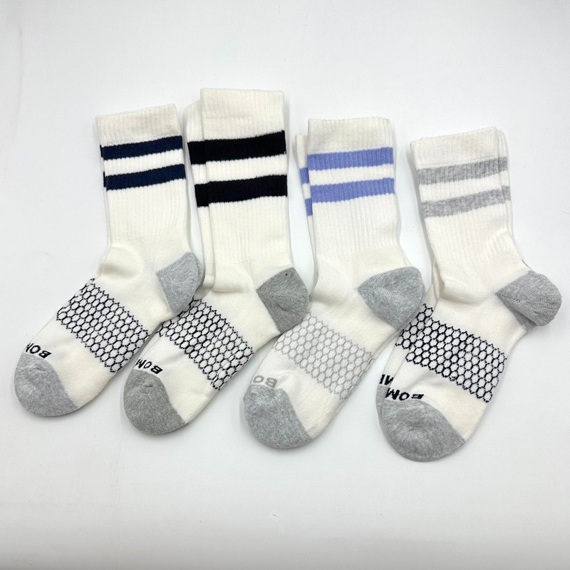 4 Pairs Bombas Women’s Marl Calf Socks Stripes cushion Size Med 4 Colors Mix