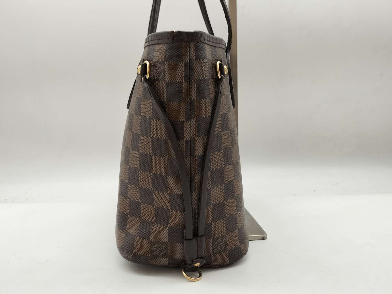LOUIS VUITTON Neverfull PM Damier Ebene Canvas Brown Tote Bag N51109 Authentic