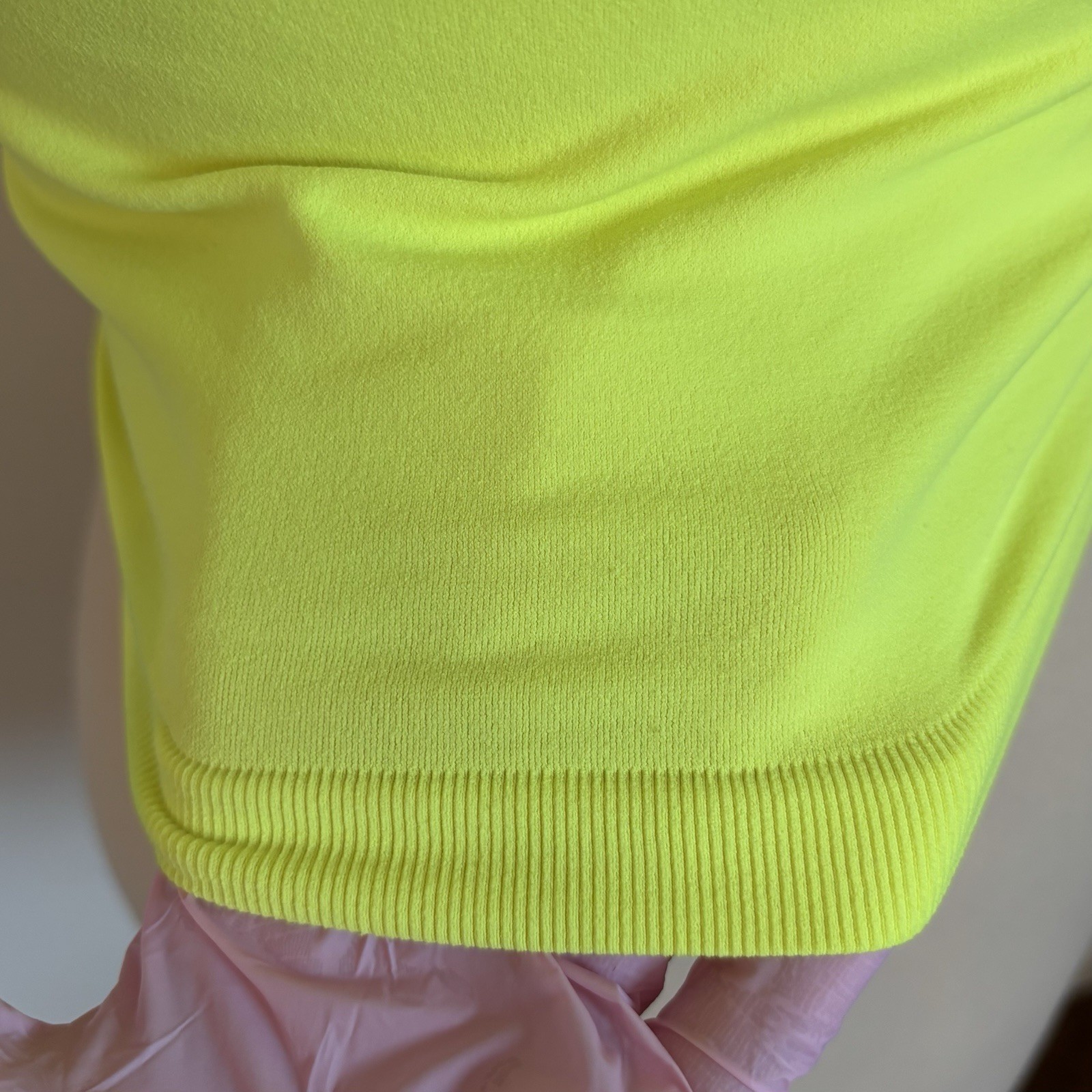 Free People Intimately Bright Neon Yellow Stretchy Crew Crop Top Baby Tee, XS/S