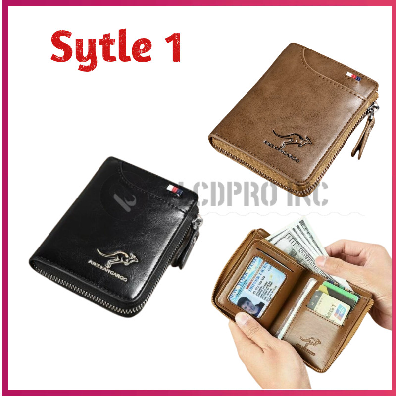 Mens RFID Blocking Leather Wallet Credit Card ID Holder Zipper Purse Waterproof