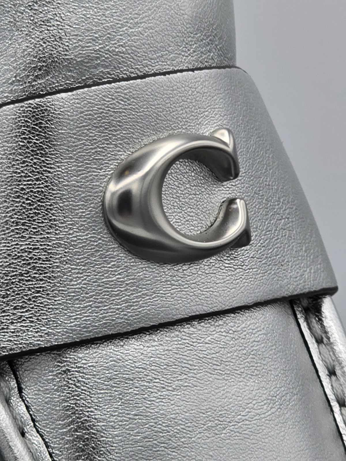 Coach Leah Metallic Leather Silver Loafers Chunky Heel SIZE 8.5 B NEW MSRP $195