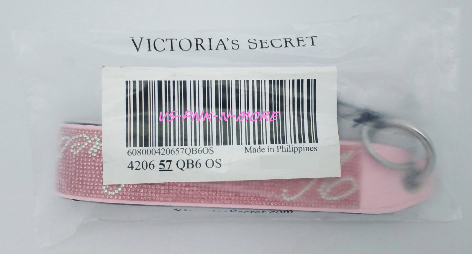 Victoria’s Secret VS Bling Rhinestone Wristlet Strap Keychain Pink Leopard