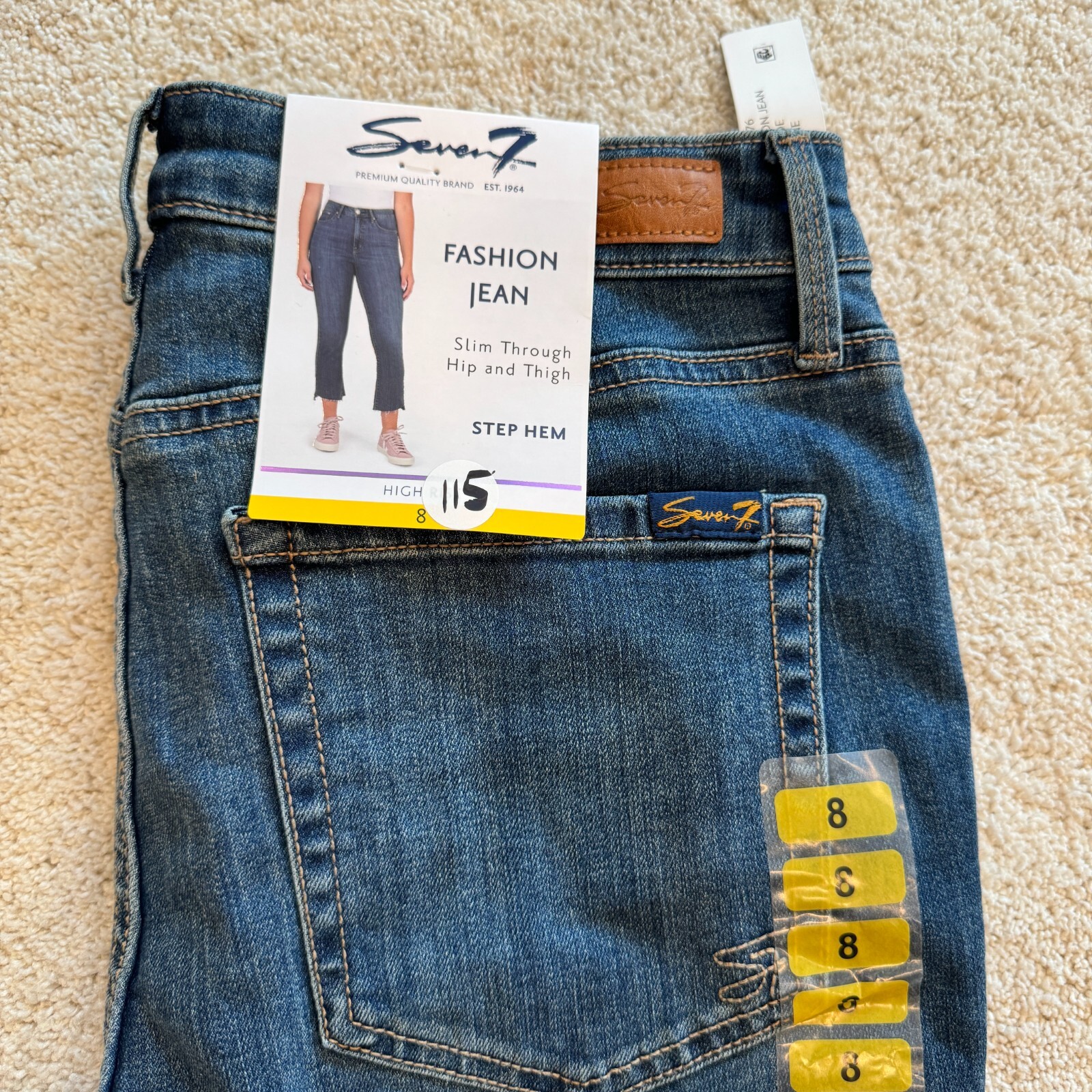 Seven7 Ladies High-Rise Step Hem Cropped Fashion Jean Size 8