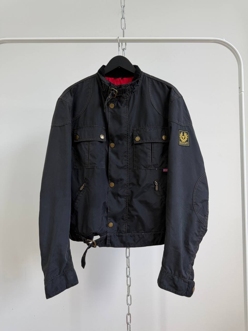 Belstaff Racemaster Gold Label Mens Nylon Biker Jacket Black Size M Made in Ital