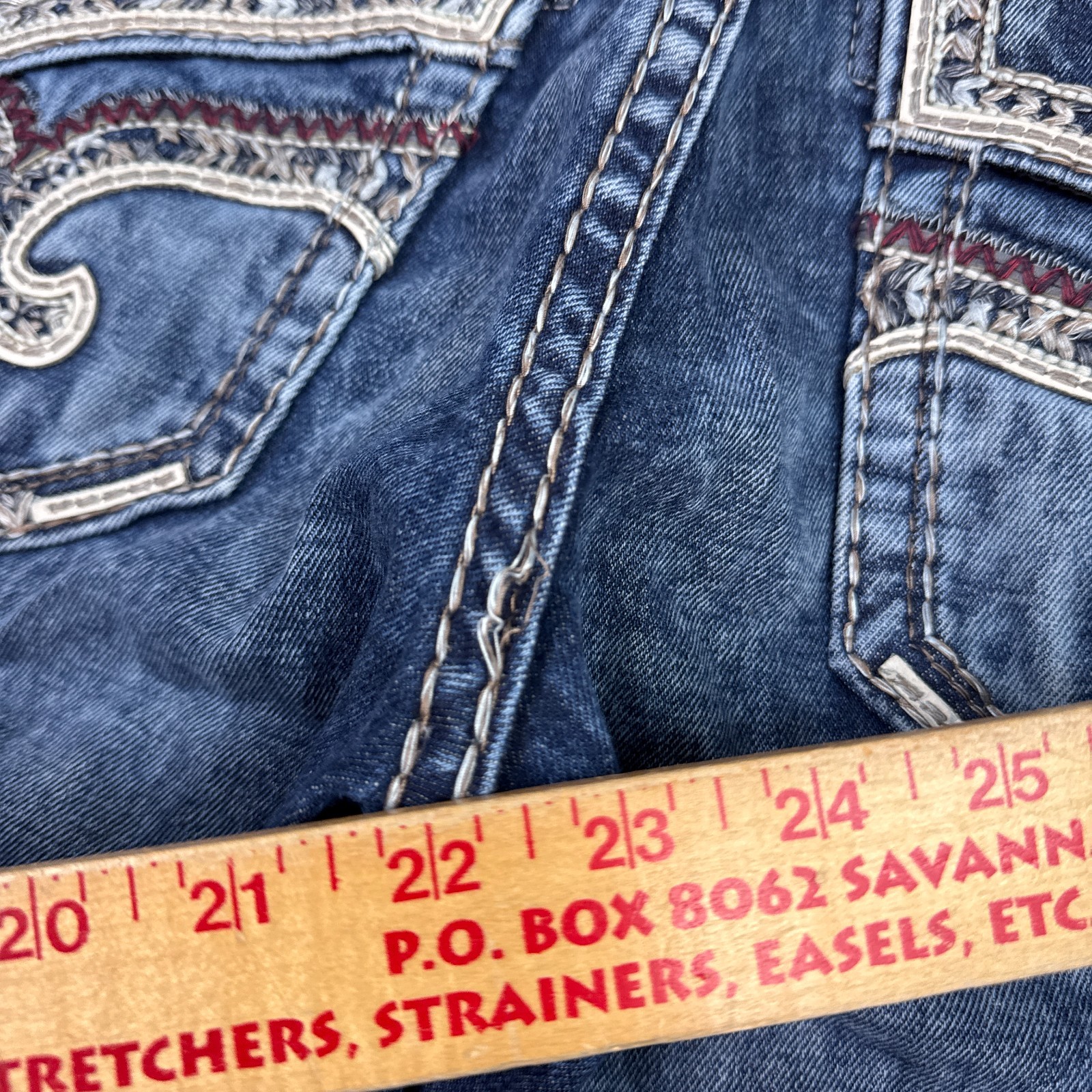 Rock Revival Jeans Mens 32×32 Blue Geras Denim Pants Embroidery Faded Stretch