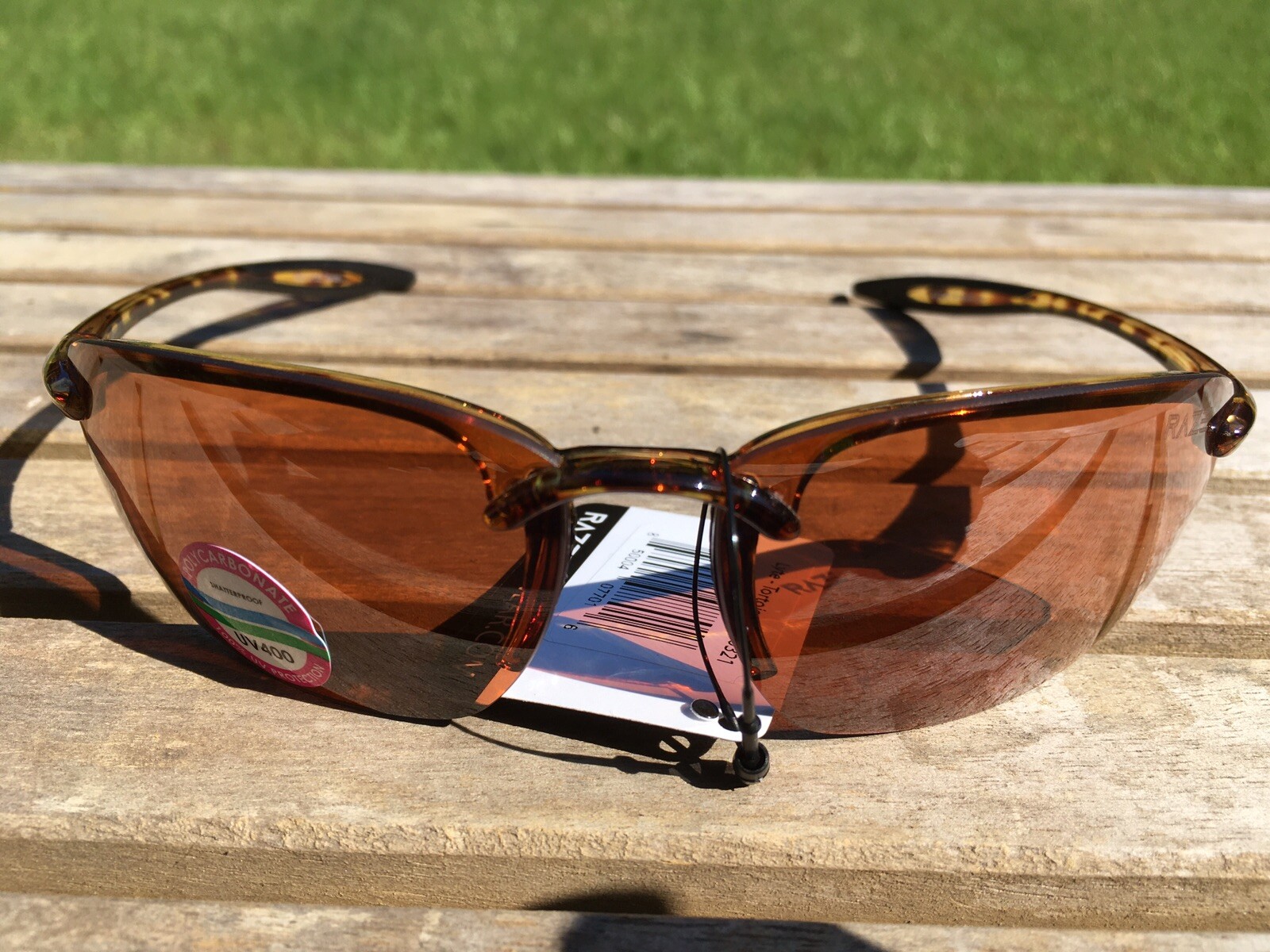 RAZE Eyewear Sunglasses Lyte tortoise shell brown frame Amber lens 10321
