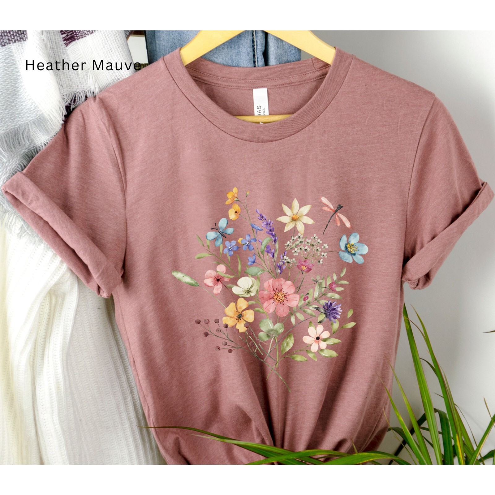 Floral Spring Flowers Wildflower Watercolor Women T-Shirt S M L XL 2XL 3XL