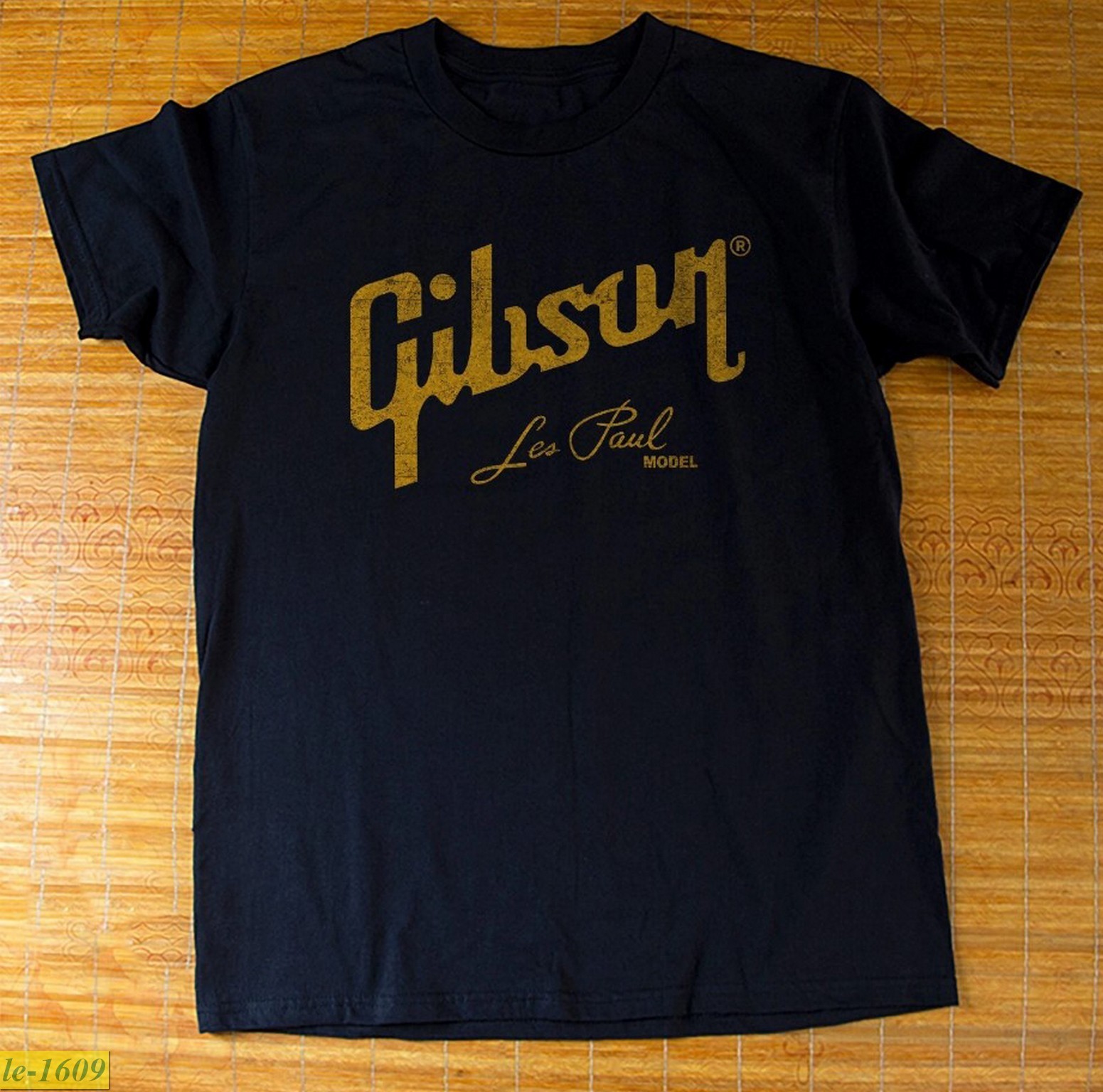Hot! Gibson Les Paul Model Logo Heavy Cotton Black Unisex T-shirt S-5XL