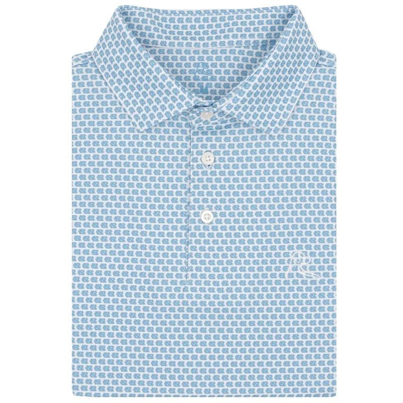 NEW️🎉 Rhoback UNC Polo Mens White Collegiate Golf Performance Moisture Wicking