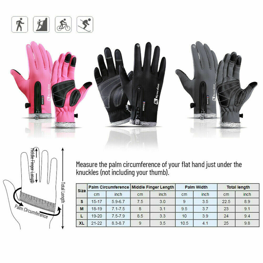 Winter Thermal Gloves Touchscreen Waterproof Windproof Ski Non-Slip Grips Gloves