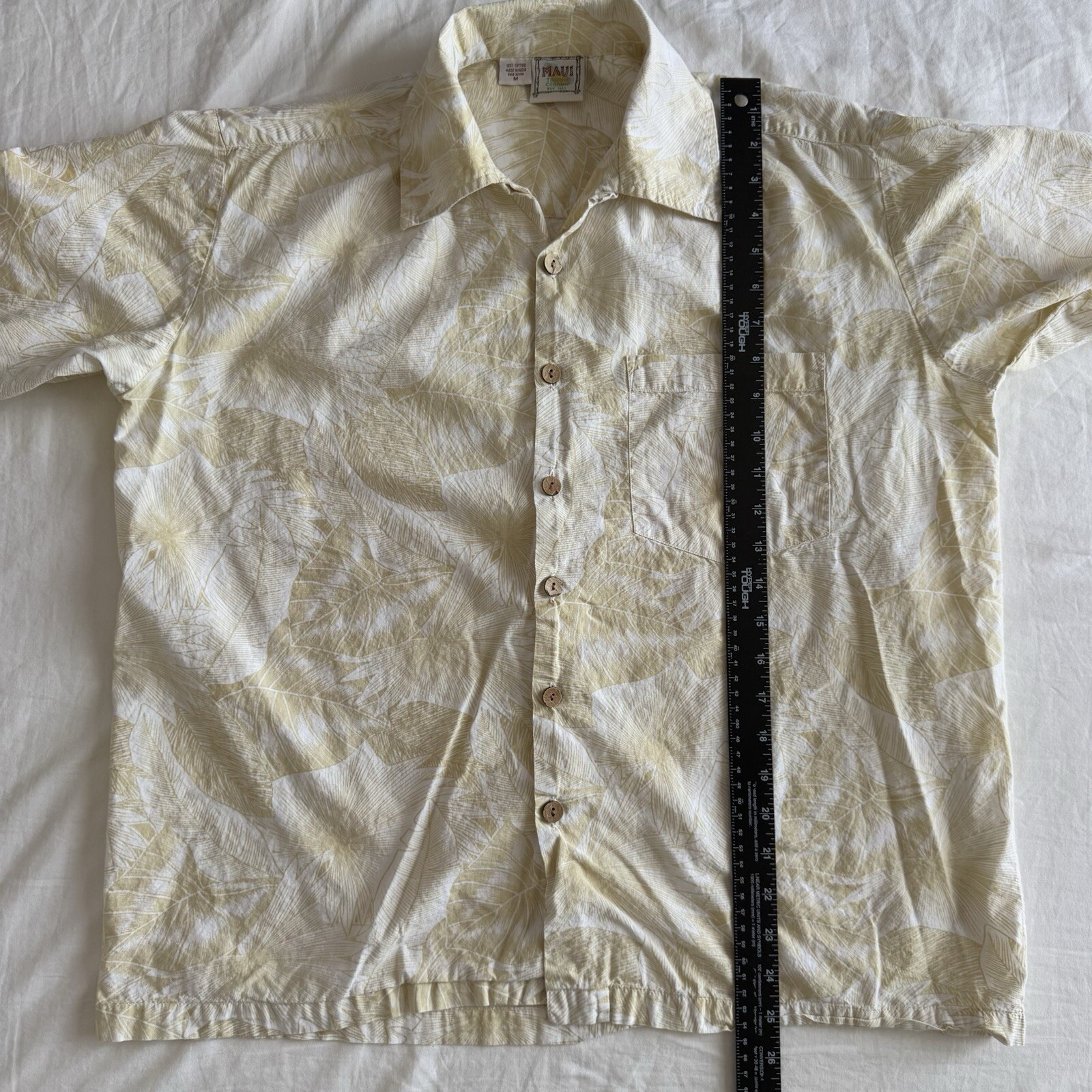 Rare Maui Trading Co Button Up Hawaiian Shirt Men’s M Yellow