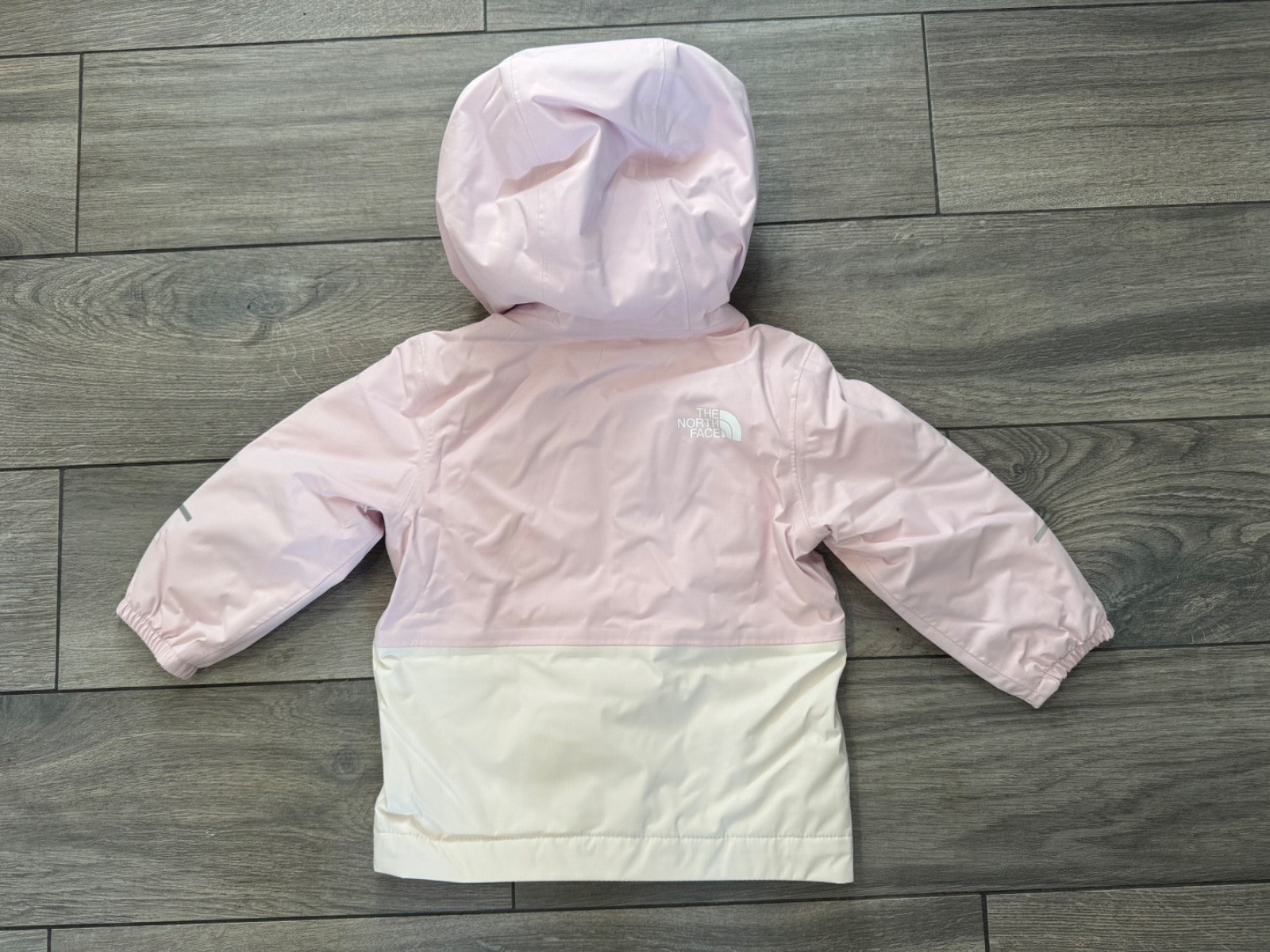 NORTH FACE INFANT GIRLS ANTORA RAIN INSULATED JACKET, PINK/WHITE, NWT