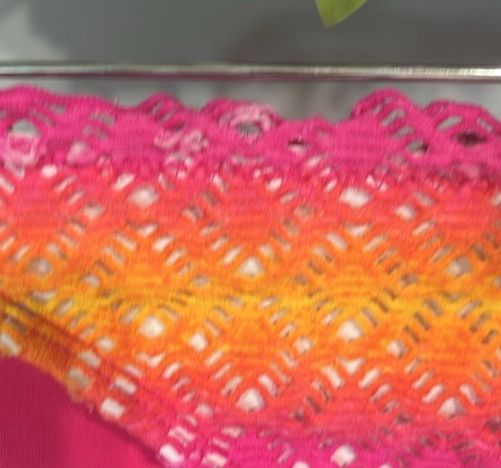 Crochet Lace Colorful Bikini Set Orange Pink Yellow Top S Bottoms M Retro