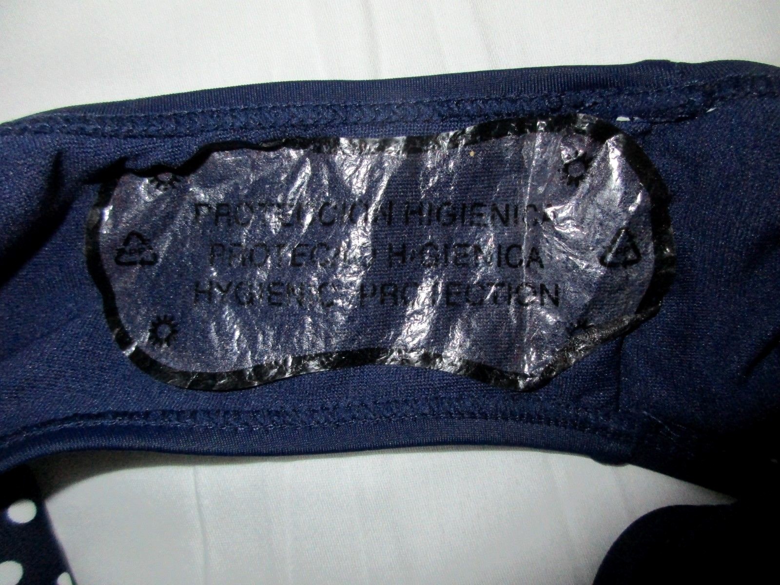U.S. Polo Assn, Hipster Bikini Bottom, Navy/Polka Dot Trim, Nylon/Span, L, NWOT