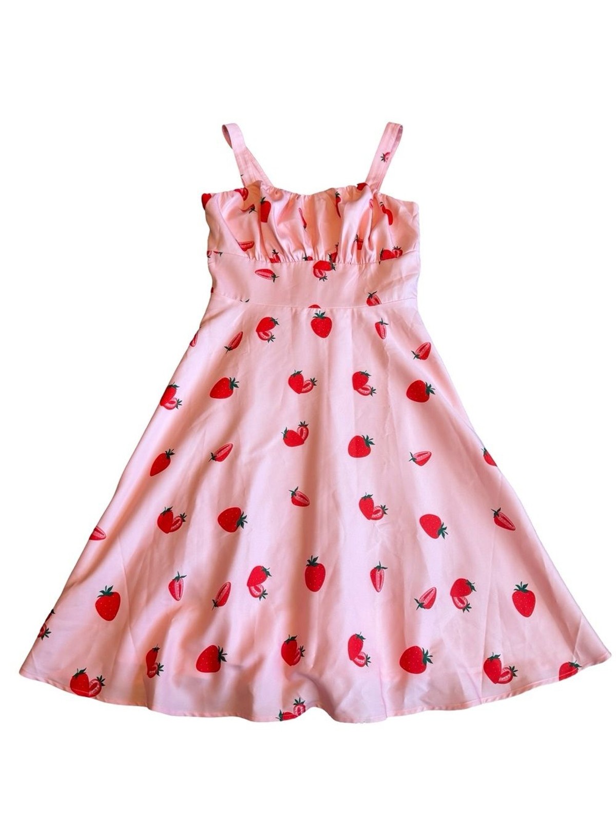 Belle Poque Strawberry Print DressA-Line Retro Pinup Rockabilly Girly Size Large