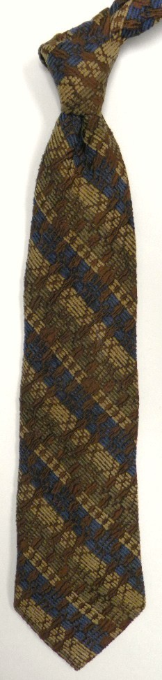 Blue Tan Brown Corduroy Stripes Silk Viscose Tie Italy