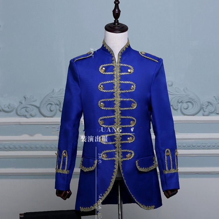 King Prince Renaissance Medieval Men Cosplay Costume Uniform Coat+Pants Full Set