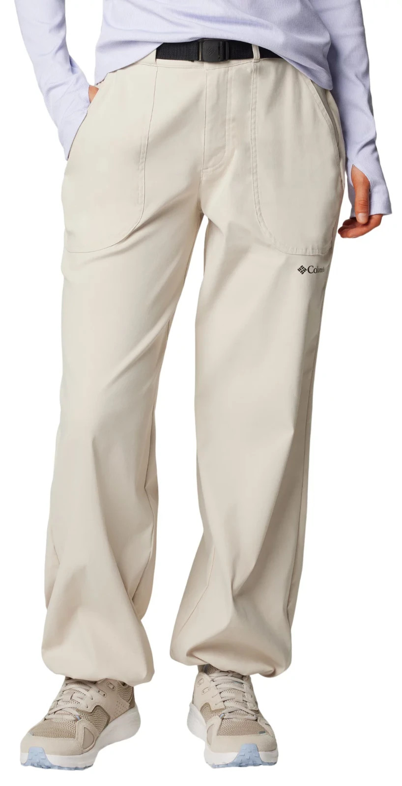 NEW Columbia Omni-Shade Brea Falls Beige Belt Cinch Nylon Pants Women’s L