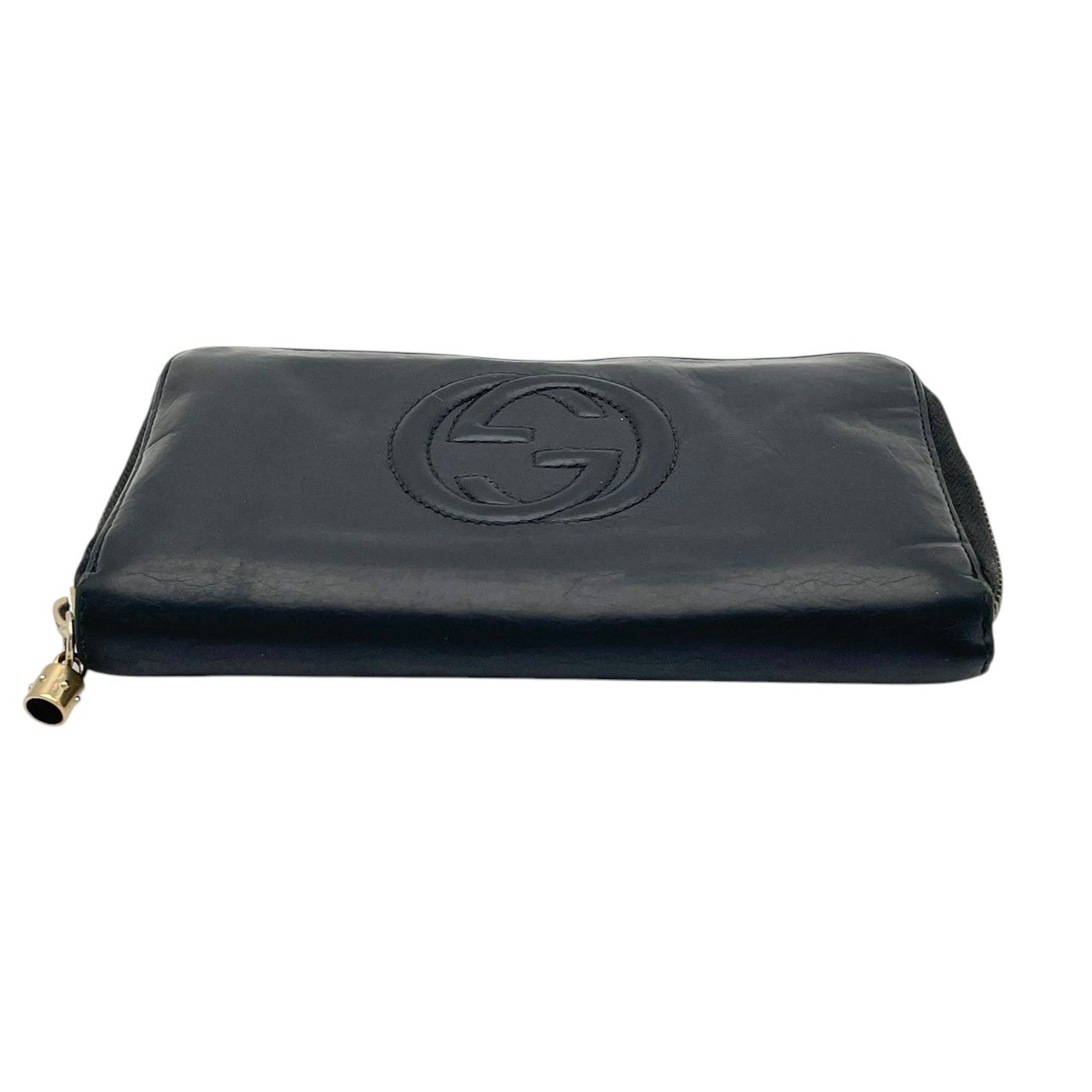 Authentic GUCCI Soho Interlocking G Leather Zip Around Long Wallet Black