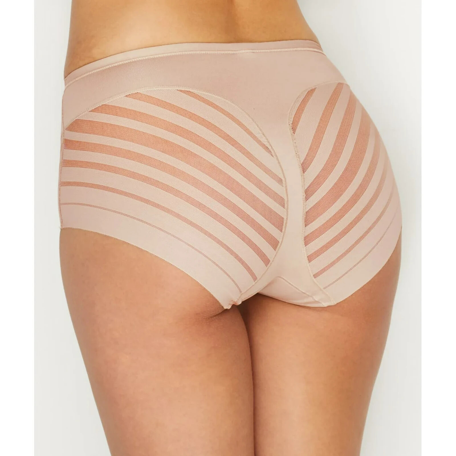 LEONISA LACE STRIPE UNDECTABLE CLASSIC SHAPER NUDE PANTIES SIZE xXL NEW