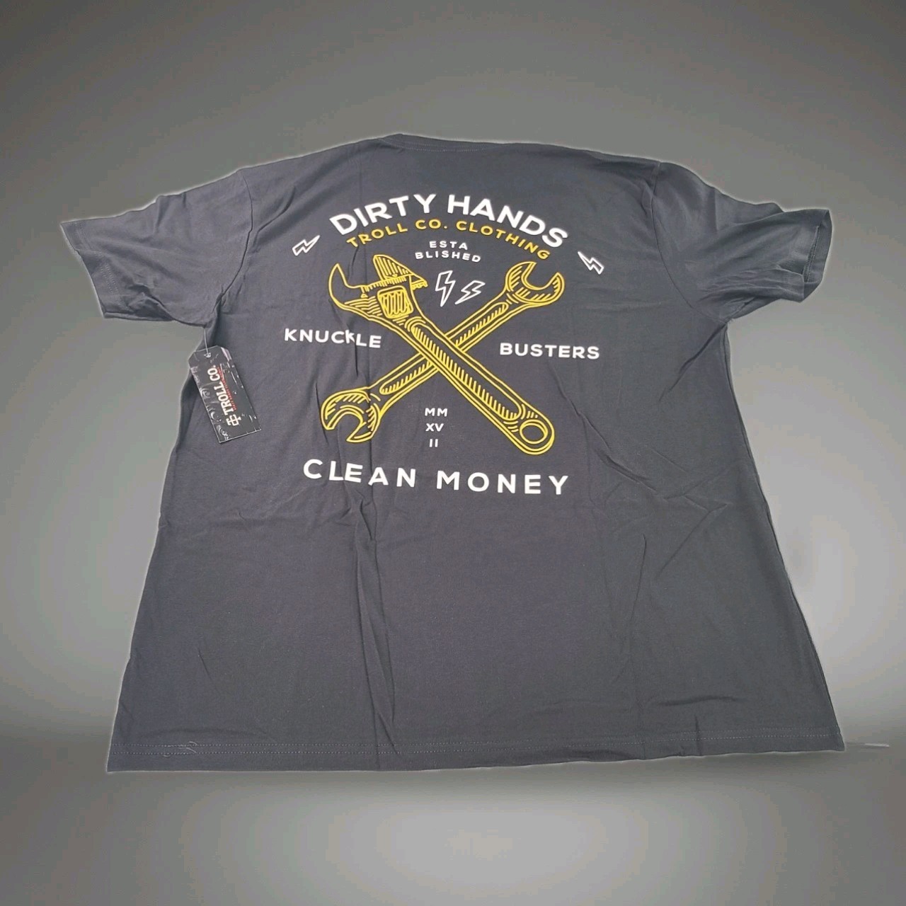 TROLL CO. Dirty Hands Clean Money Twisted Wrenches Men’s Black S/S Size 2XL