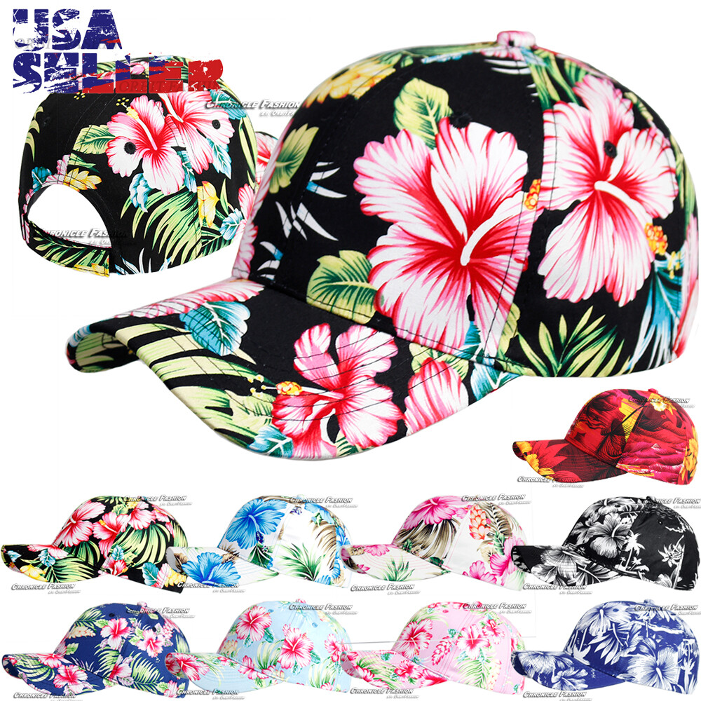 Hawaiian Baseball Cap Tropical Floral Adjustable Hat Blank Plain Curved Men Hats