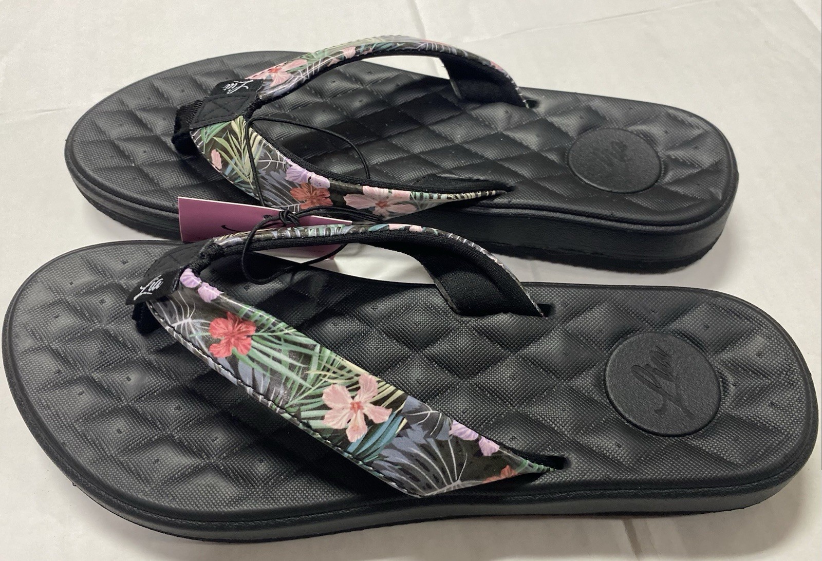Lia Black with Tropical Strap Women’s 6 7 8 9 10 11 Flip Flops Sandals New