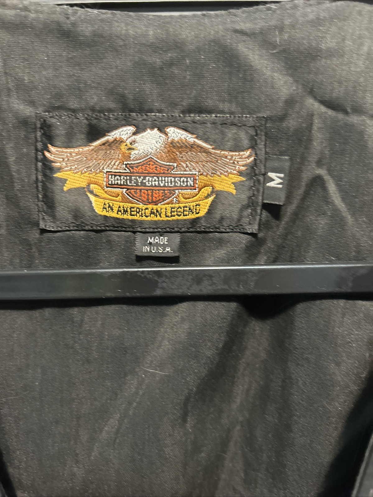 Harley Davidson Leather Vest Wings Logo Men’s M USA Vintage 80s 90s