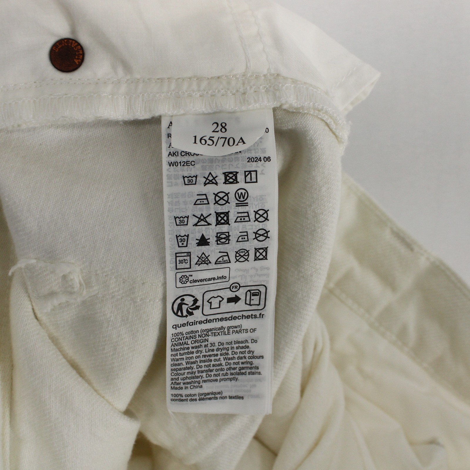AllSaints Aki Jeans Womens 28 White Crossover Waist Raw Hem Wide Leg Asymmetric
