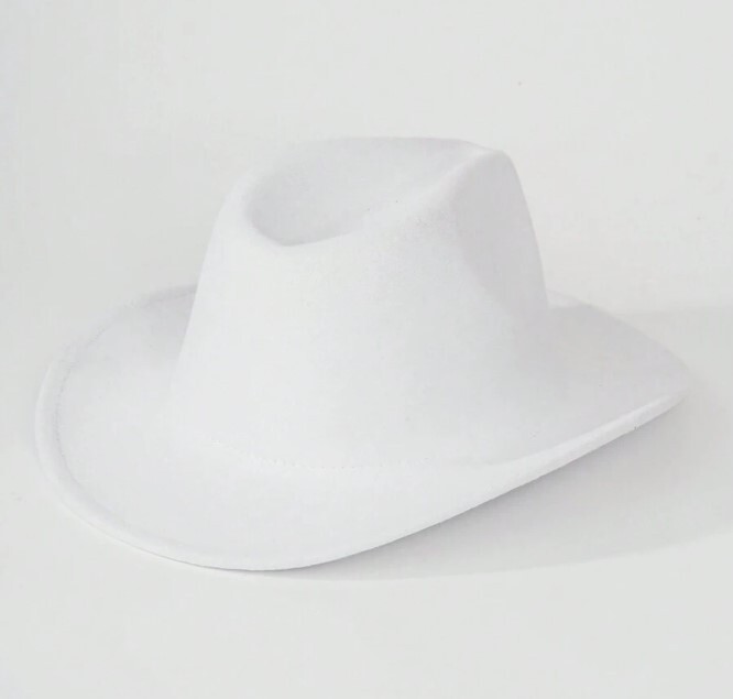 White Western Cowboy, Cowgirl Hat, Adjustable Cotton & Polyester, Men Women