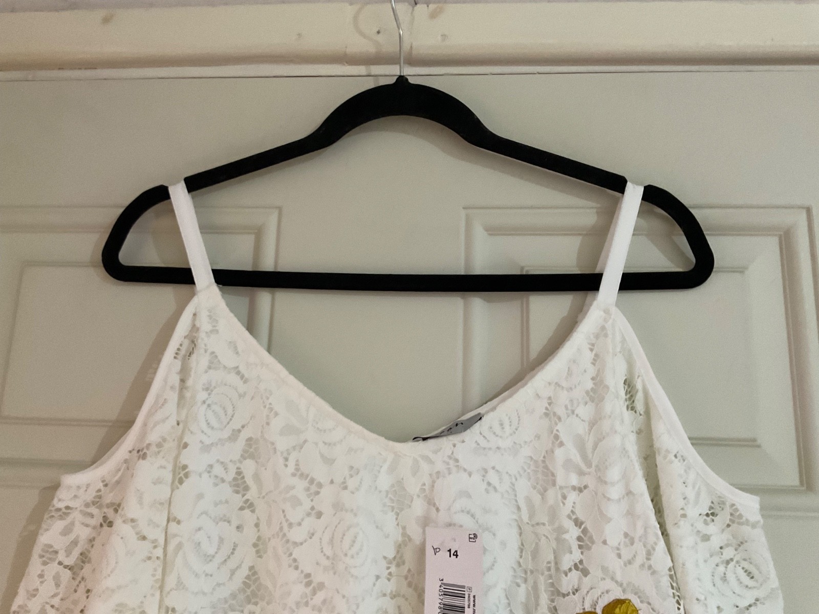 New Soon Matalan Lagenlook Ivory Floral Lace Stretch Blouson Top – Size 14 BNWT
