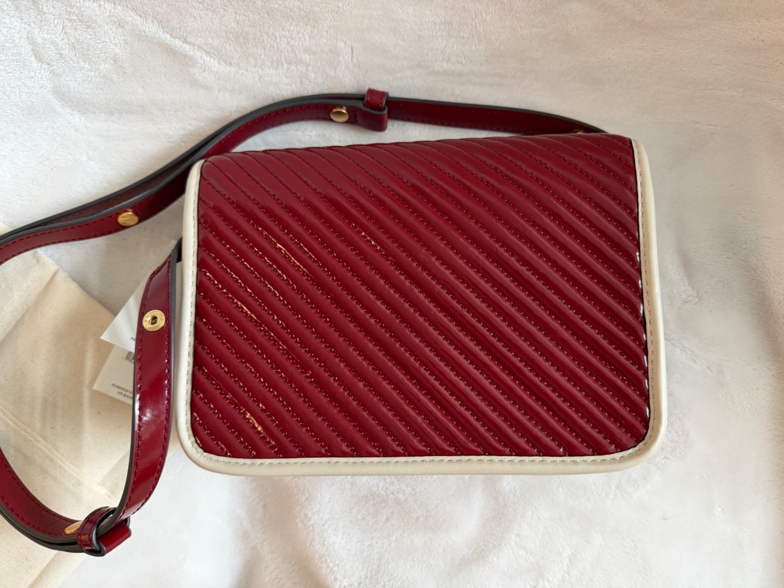 NWT Tory Burch Robinson Quilted Patent Leather Shoulder Crossbody Red Bag RARE