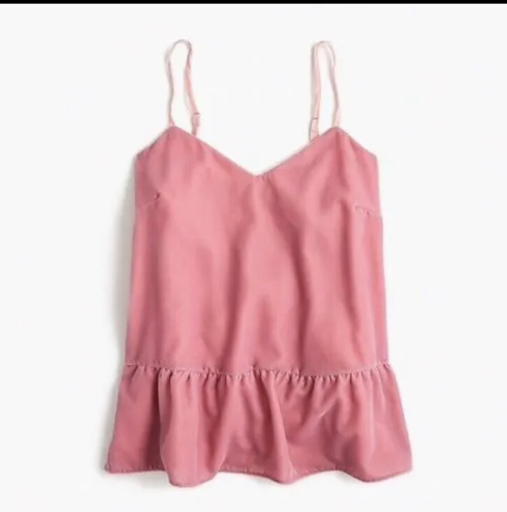 J. Crew Top Size 6 Pink Velvet Peplum Cami Camisole Blouse Ballet Coquette