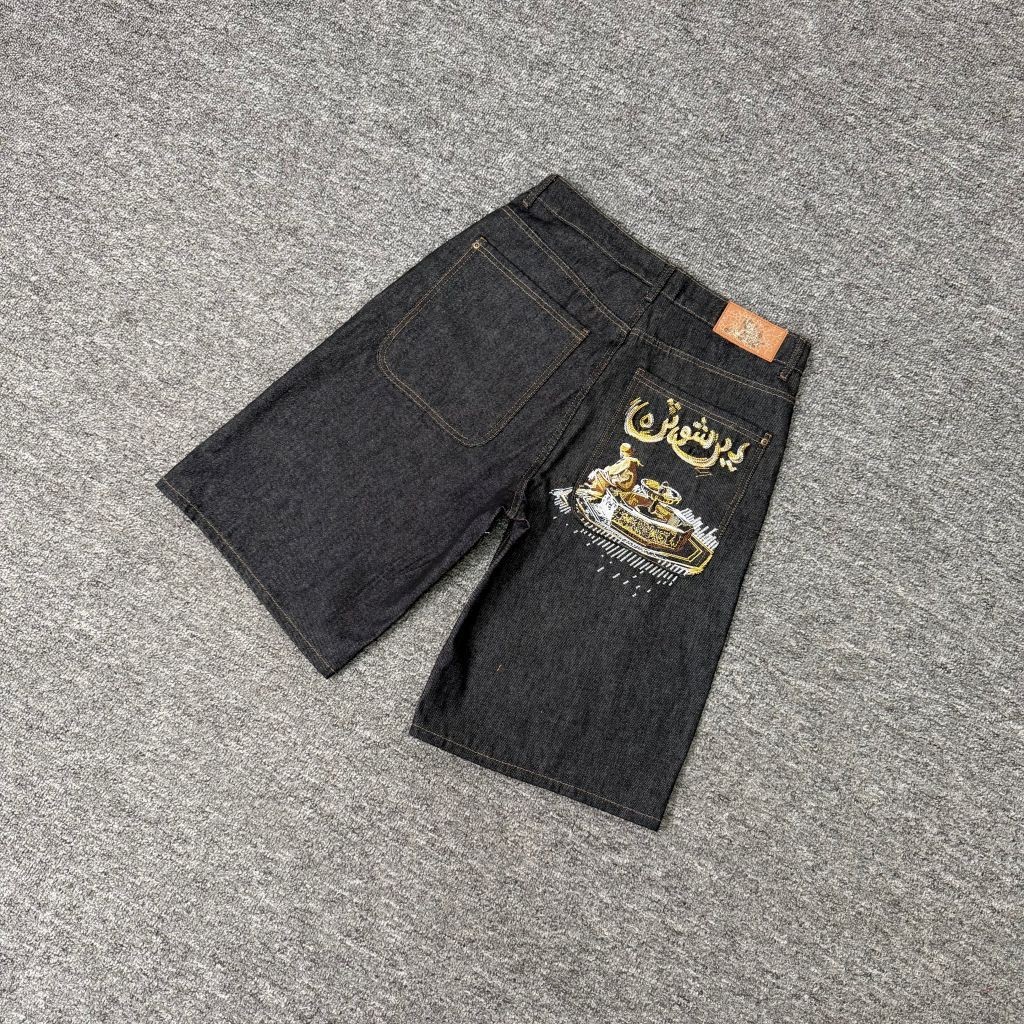 Derschutze Cloud embroidered casual denim shorts