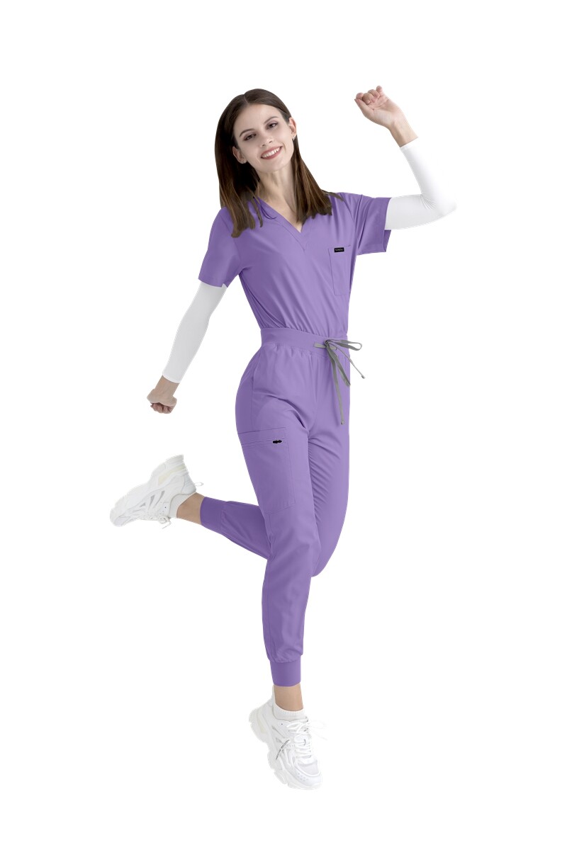 Unisex Stretch Jogger Nurse Uniform Scrub Sets Women Men V-Neck Top Elastic Pant