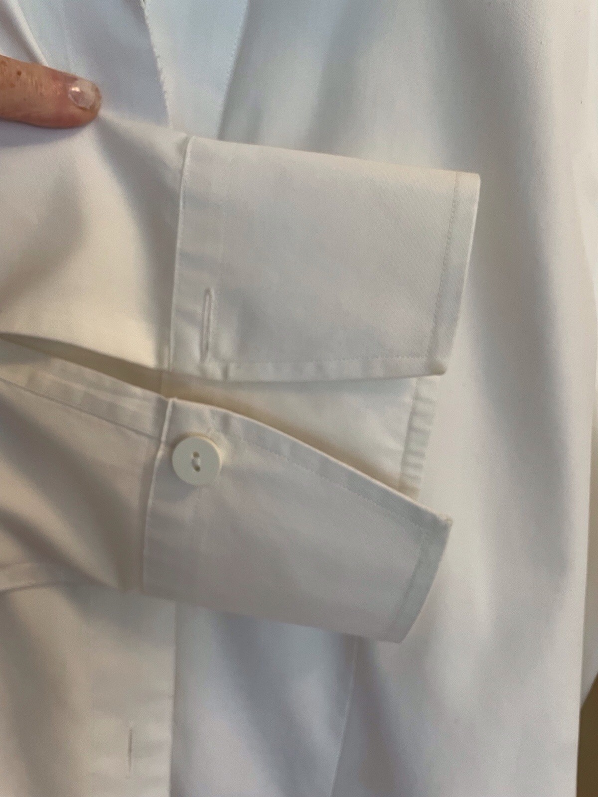 Talbots White Button Down Shirt Stretch Cotton Blend Minimalist Classic 8