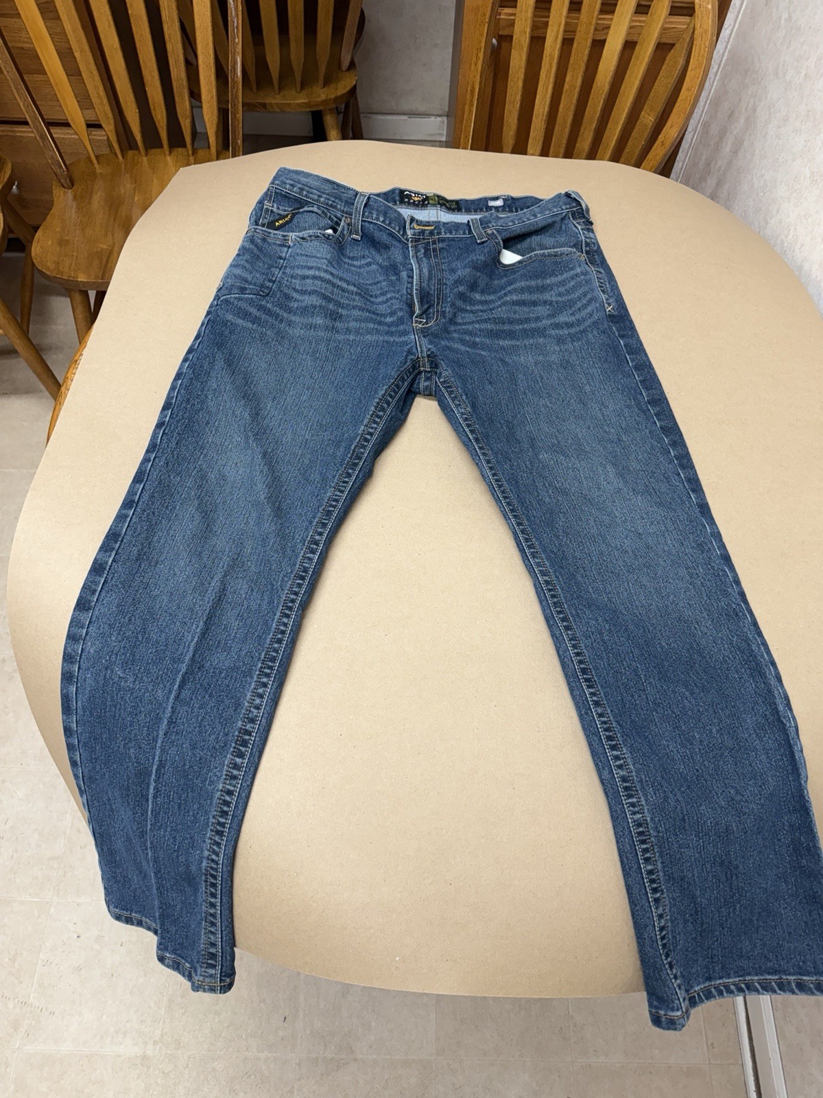 Ariat Men’s Rebar M5 Jeans 40×32 Straight Leg Dark Wash with Loop Lock for Work
