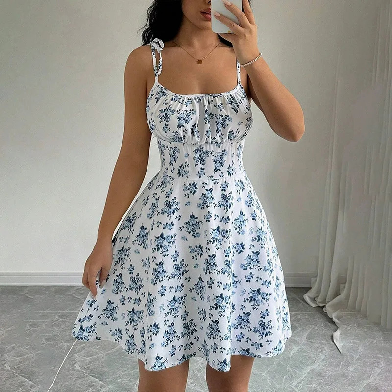 Women’S Summer Floral Spaghetti Strap Beach Short Dress Womens Dresses Sundress