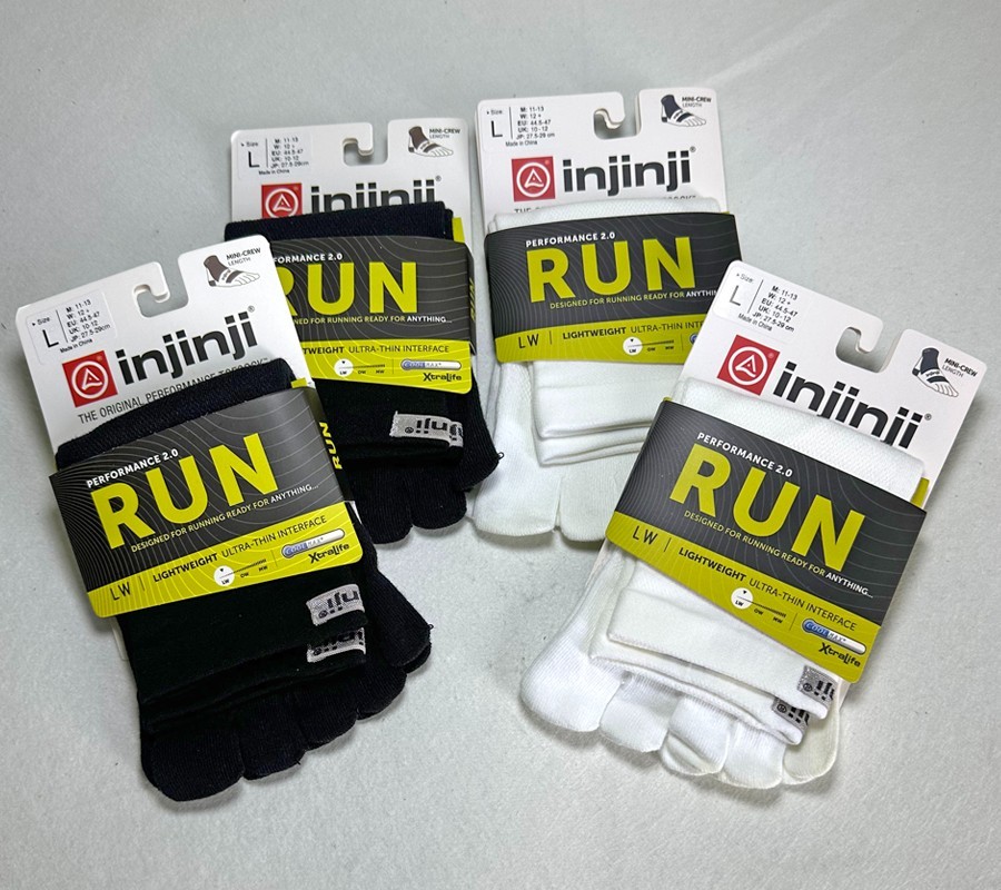 4 pack injinji Women’s Lightweight Performance Mini-Crew Socks Size L 2 Colors