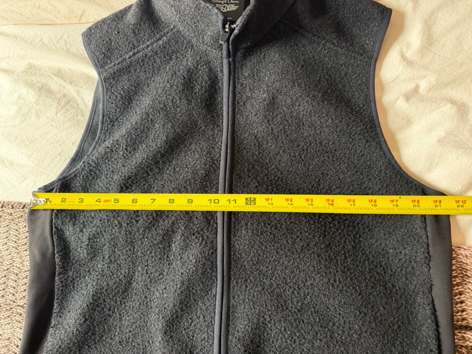 Straight Down Fleece Vest Black Men’s Large Golf Full Zip With Pockets