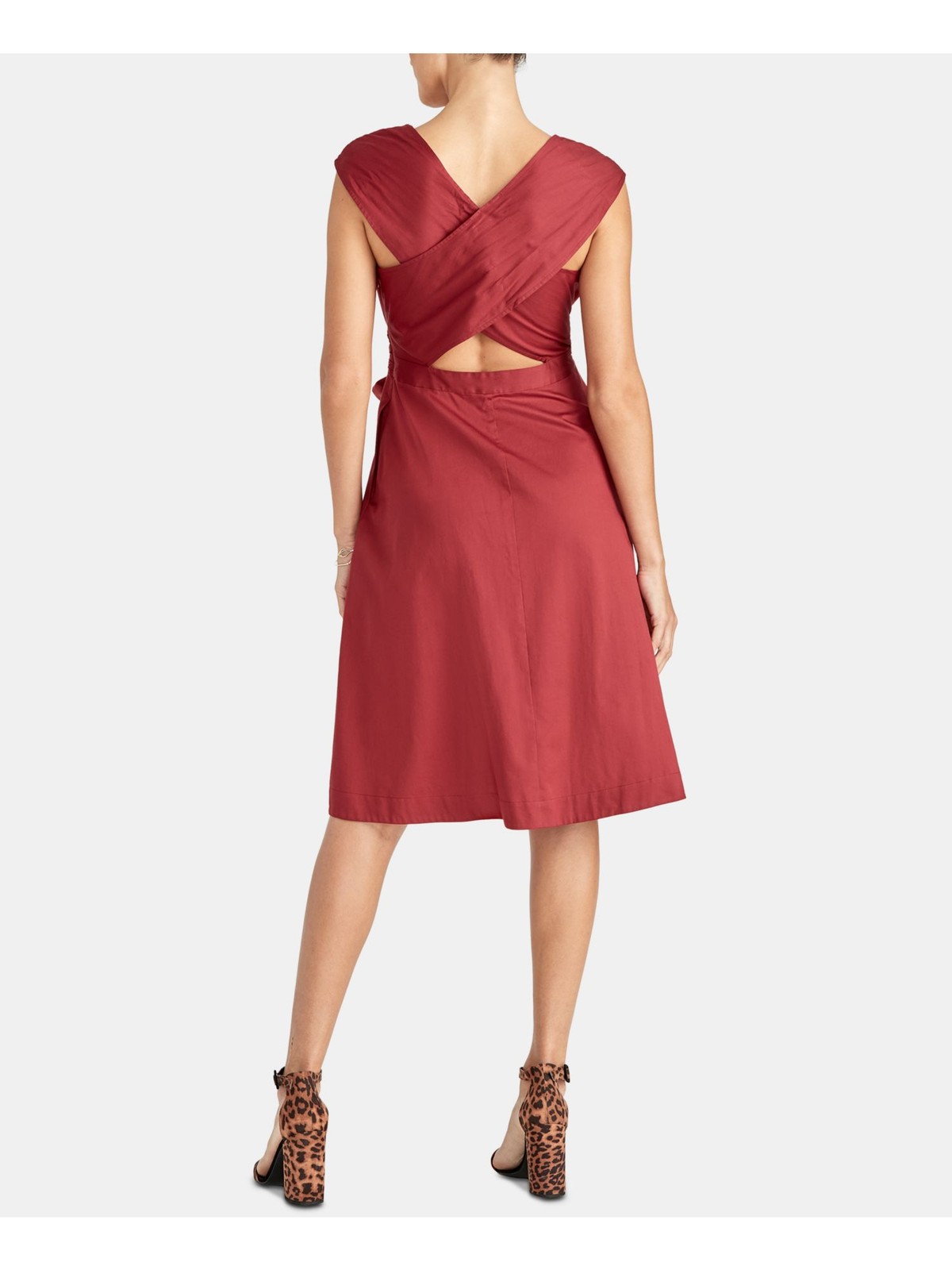 RACHEL ROY Womens Belted Sleeveless Knee Length Wear To Work Fit + Flare Dress