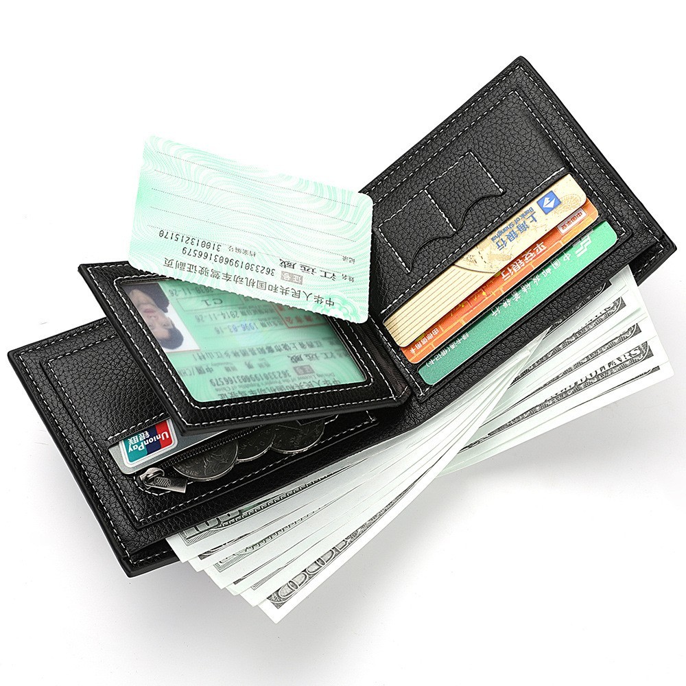 Men’s Leather Fashion Bifold Wallet Multi Card Slots Cash ID Holder Brown Black