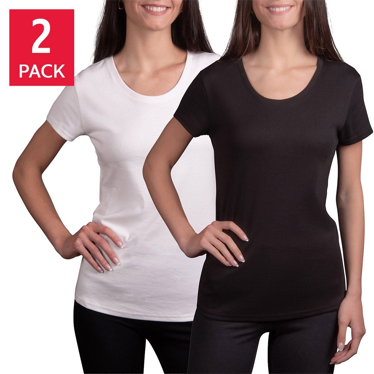 Kirkland Signature Women’s Scoop Neck Pima Cotton Tee, 2-pack
