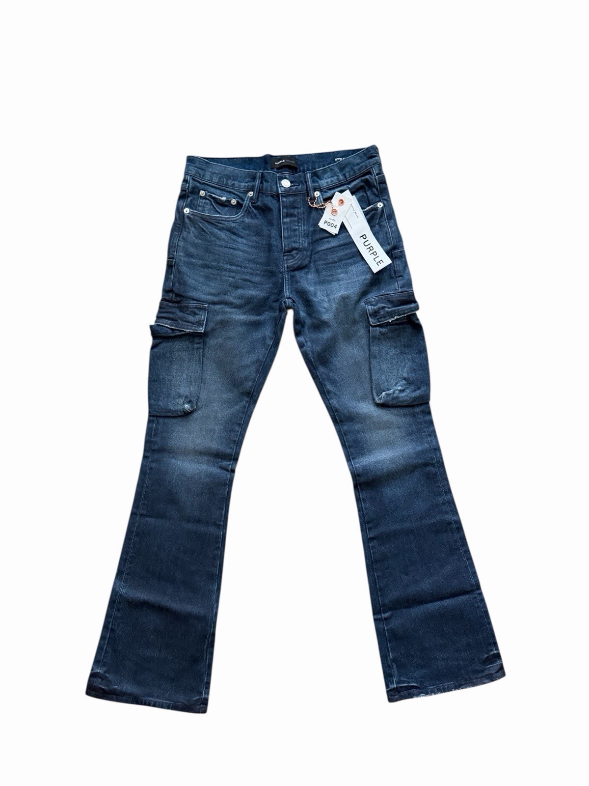 Purple Brand Jeans Coated Men Slim Fit Low Rise Flare Blue P004 $320 Size 28/32