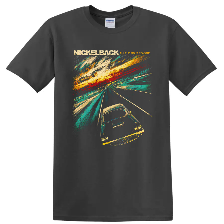 Nickelback All The Right Reasons Road Car Rock Band Graphic Vintage T Shirt Tee
